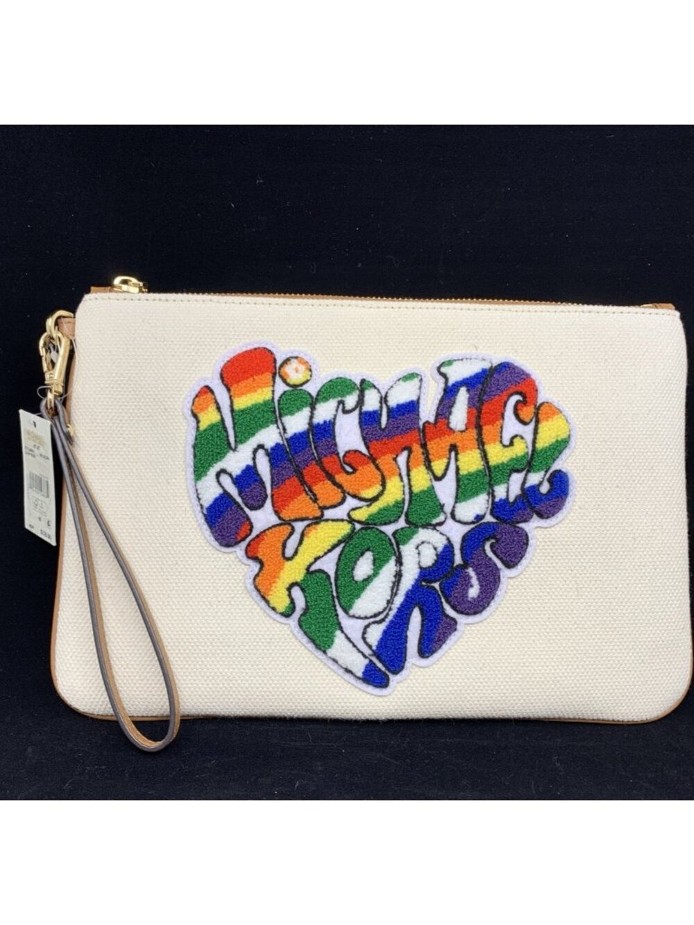 Michael Kors Rainbow Pride Wristlet Clutch Canvas Zip Pouch NWT MSRP $128